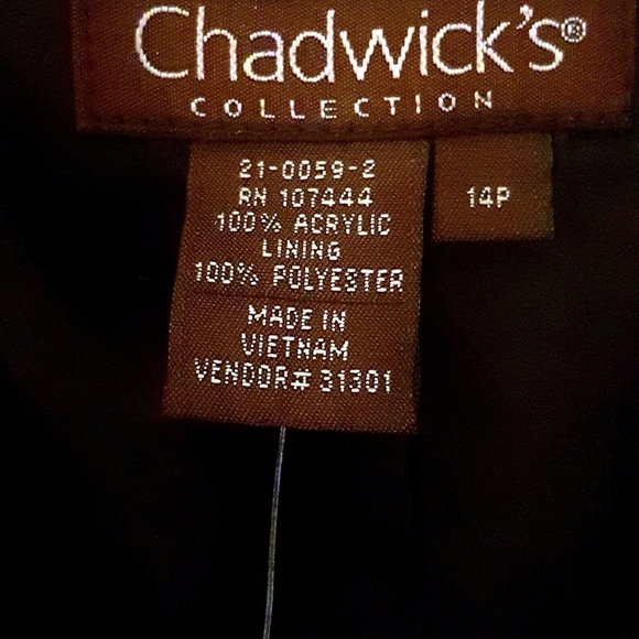 Chadwick's Women Sz 14P Jacket Blazer Bomber Office Houndstooth Belt Button Cuff - Picture 4 of 9